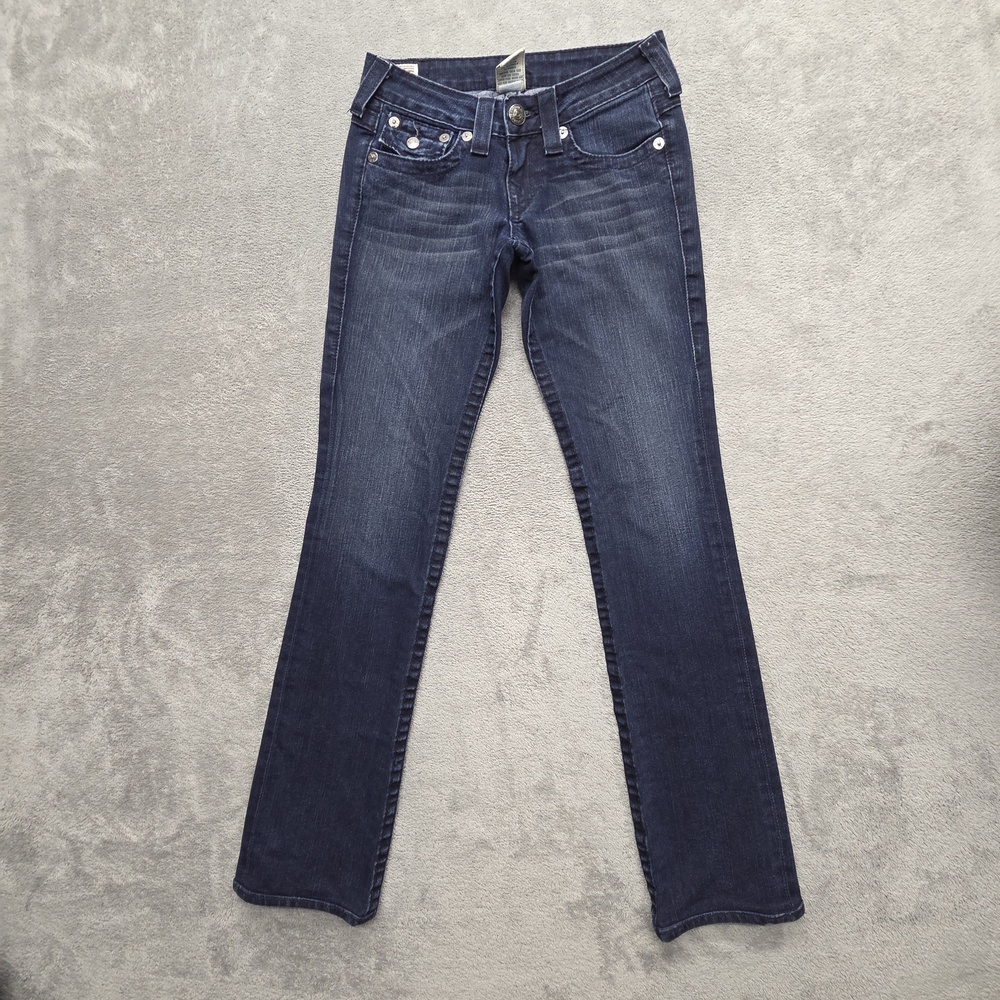 True Religion Billy Jeans Womens 25 Blue Straight Slim Dark Wash Stretch Denim